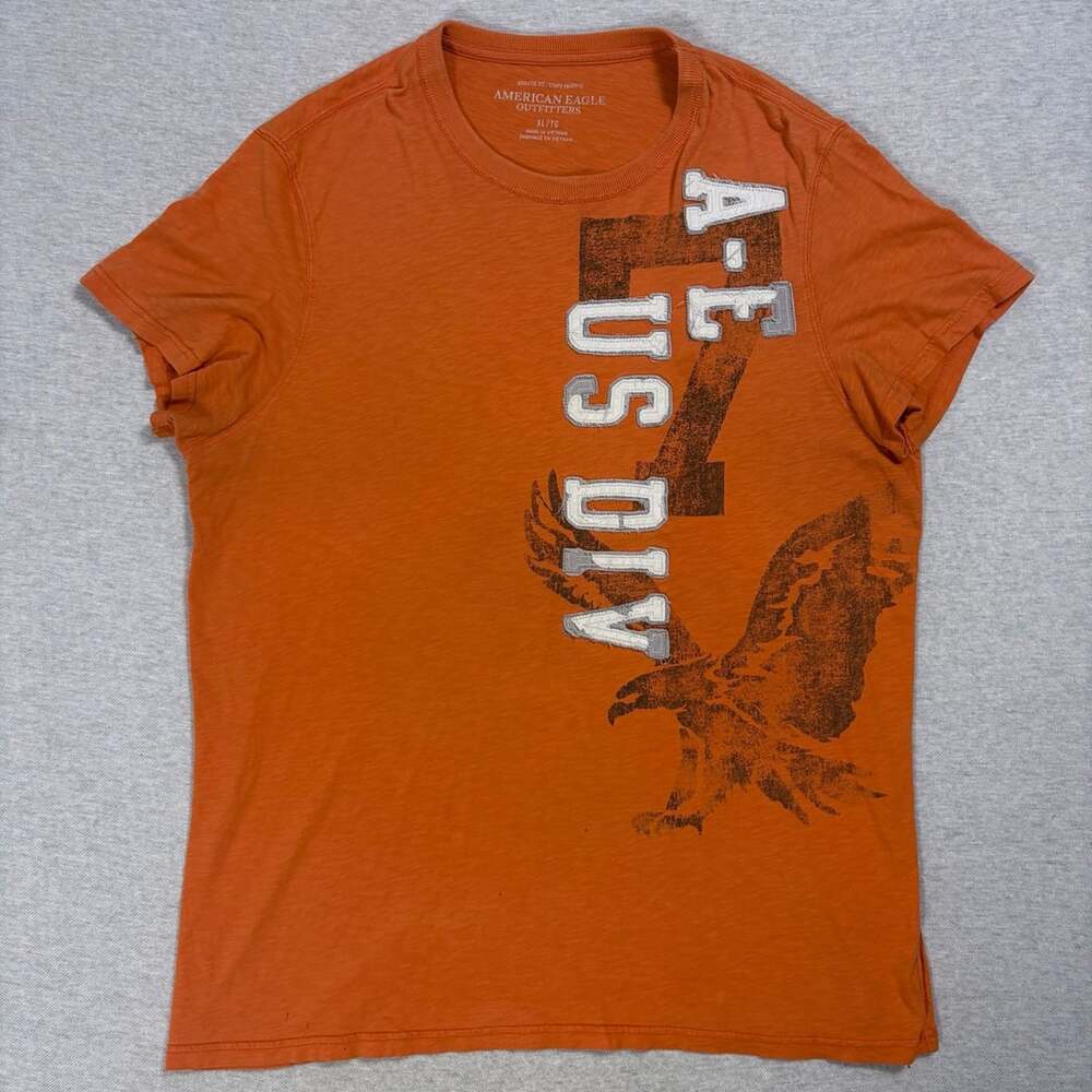 American Eagle Outfitters T-Shirt Size XL Orange Graphic Logo Ath. Fit